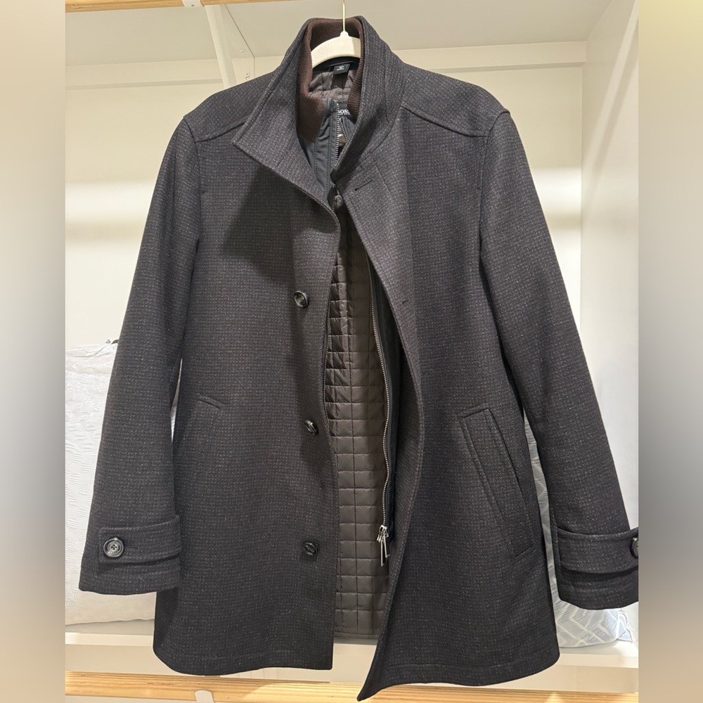 Boss Charcoal Brown Trench Coat
